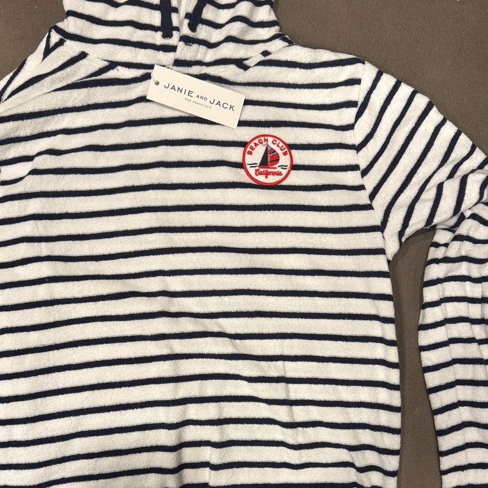 Janie and Jack White and Navy Striped Hoodie